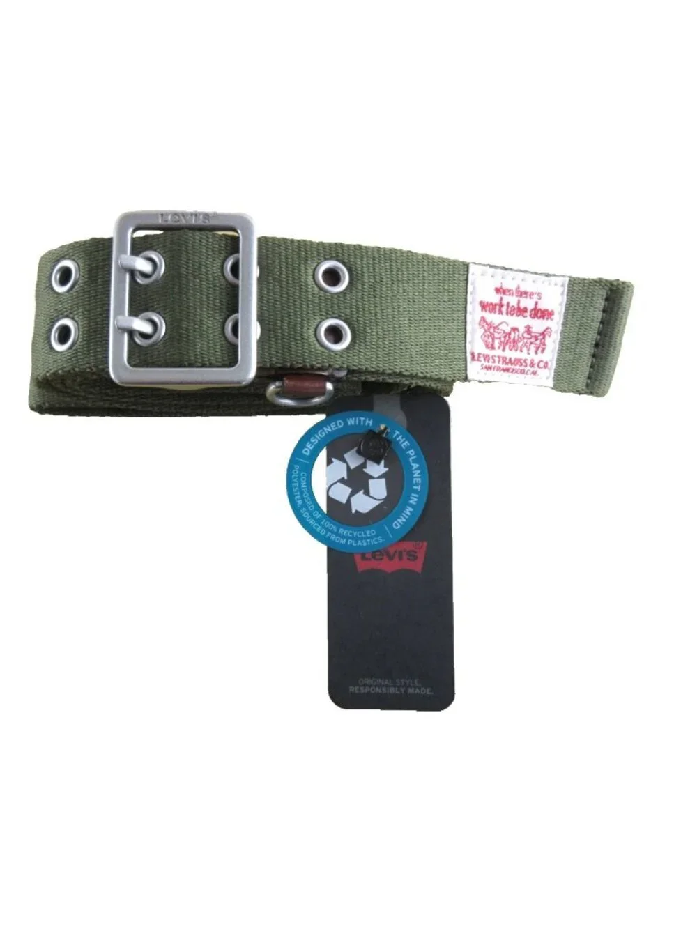 Levi's Workwear Men's Canvas Belt Metal Buckle Army Green Size Medium 34-36 NWT